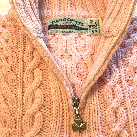 Aran Crafts Pink 100% Merino Wool Sweater from Ireland - Picture 3 of 7